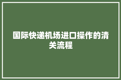 国际快递机场进口操作的清关流程