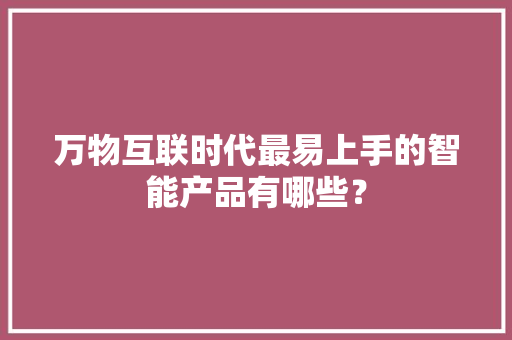 万物互联时代最易上手的智能产品有哪些？