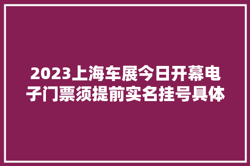 2023上海车展今日开幕电子门票须提前实名挂号具体运用说明在此→