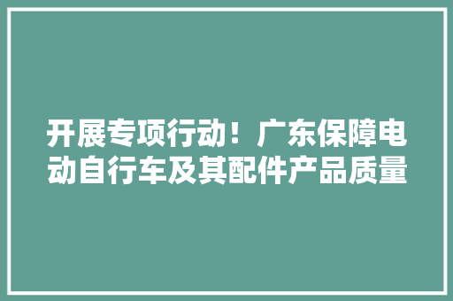 开展专项行动！广东保障电动自行车及其配件产品质量安然