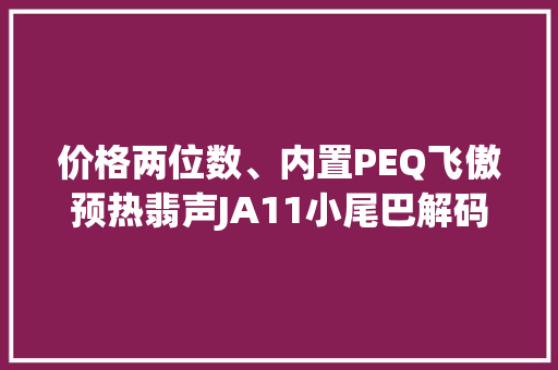价格两位数、内置PEQ飞傲预热翡声JA11小尾巴解码耳放 价格两位数、内置PEQ飞傲预热翡声JA11小尾巴解码耳放 互联通信