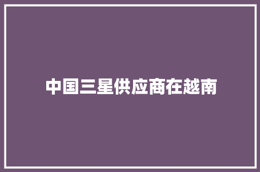 中国三星供应商在越南