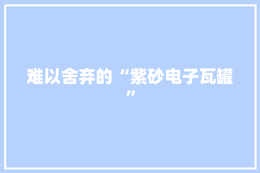 难以舍弃的“紫砂电子瓦罐”