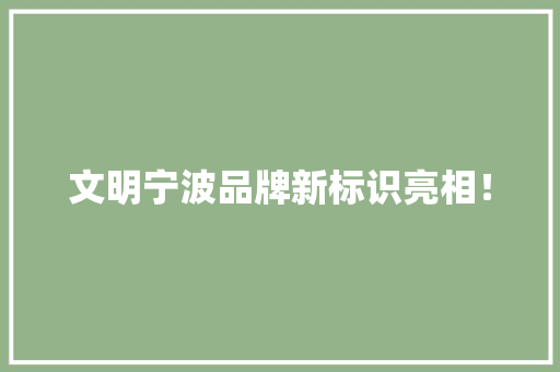 文明宁波品牌新标识亮相！