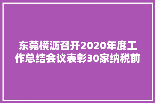 东莞横沥召开2020年度工作总结会议表彰30家纳税前辈单位