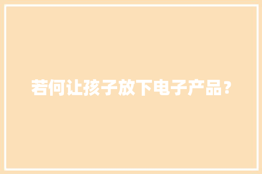 若何让孩子放下电子产品？ 若何让孩子放下电子产品？ 人工智能