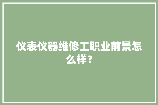 仪表仪器维修工职业前景怎么样？,维修工转正申请书。
