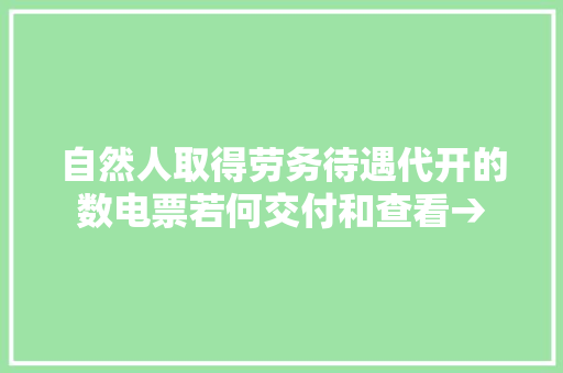 自然人取得劳务待遇代开的数电票若何交付和查看→