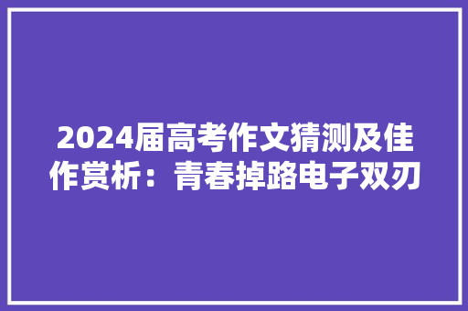 2024届高考作文猜测及佳作赏析：青春掉路电子双刃剑