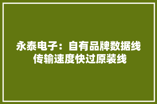 永泰电子：自有品牌数据线 传输速度快过原装线