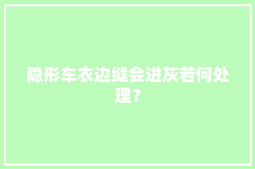 隐形车衣边缝会进灰若何处理？