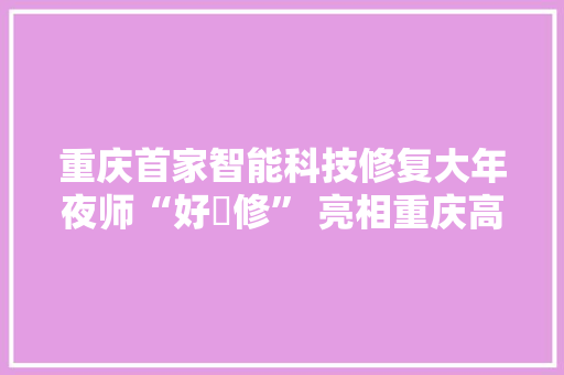 重庆首家智能科技修复大年夜师“好匯修” 亮相重庆高新区