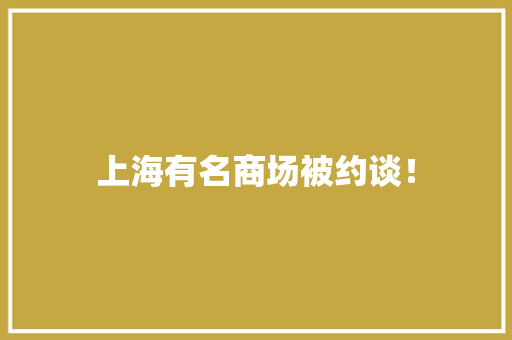 上海有名商场被约谈！