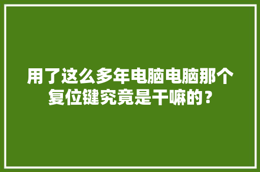 用了这么多年电脑电脑那个复位键究竟是干嘛的？
