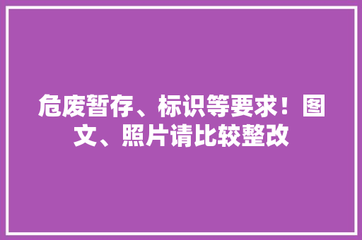 危废暂存、标识等要求！图文、照片请比较整改