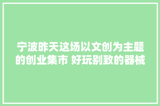 宁波昨天这场以文创为主题的创业集市 好玩别致的器械有不少
