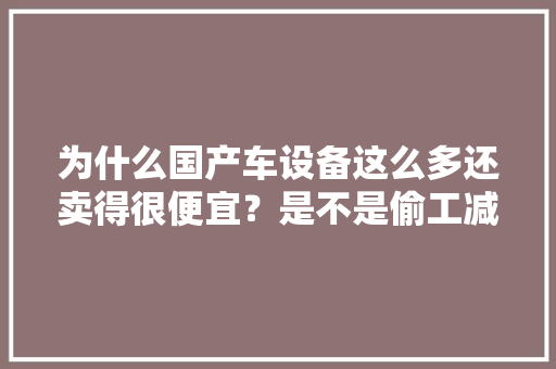 为什么国产车设备这么多还卖得很便宜？是不是偷工减料,品牌购买。