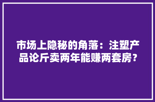 市场上隐秘的角落：注塑产品论斤卖两年能赚两套房？,上风by雪淞。