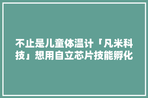 不止是儿童体温计「凡米科技」想用自立芯片技能孵化更多母婴赛道品类
