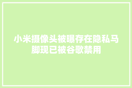 小米摄像头被曝存在隐私马脚现已被谷歌禁用