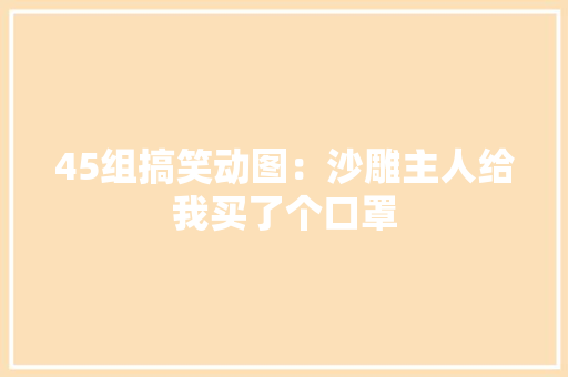 45组搞笑动图：沙雕主人给我买了个口罩