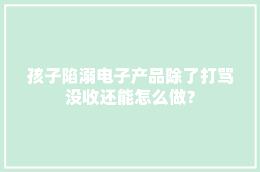 孩子陷溺电子产品除了打骂没收还能怎么做？