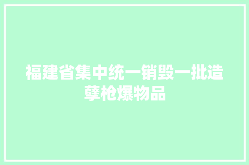 福建省集中统一销毁一批造孽枪爆物品,枪支认定标准。