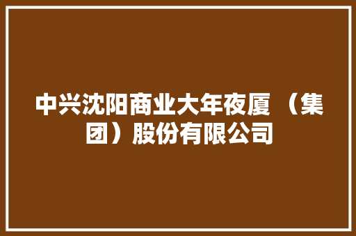 中兴沈阳商业大年夜厦 （集团）股份有限公司