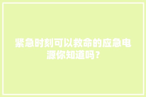 紧急时刻可以救命的应急电源你知道吗？