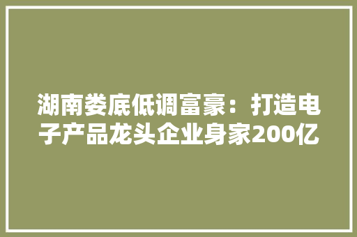 湖南娄底低调富豪：打造电子产品龙头企业身家200亿,娄底天气预报15天。