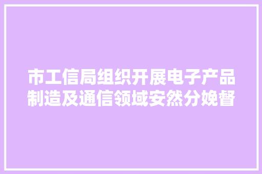 市工信局组织开展电子产品制造及通信领域安然分娩督导检查