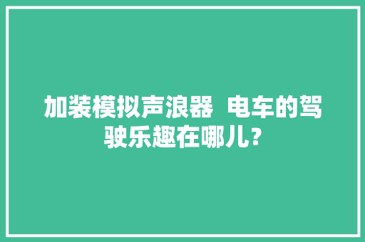 加装模拟声浪器  电车的驾驶乐趣在哪儿？