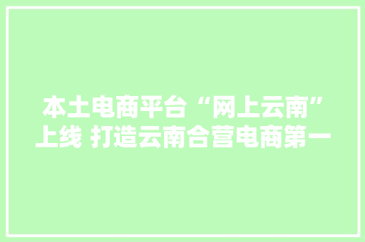 本土电商平台“网上云南”上线 打造云南合营电商第一品牌