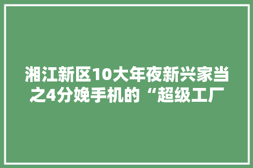 湘江新区10大年夜新兴家当之4分娩手机的“超级工厂”