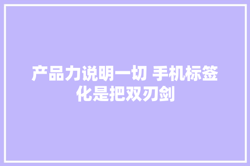 产品力说明一切 手机标签化是把双刃剑