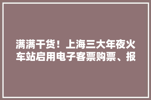 满满干货！上海三大年夜火车站启用电子客票购票、报销等你想知道的问题都在这