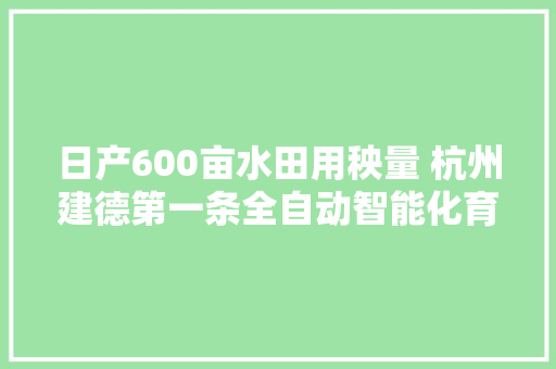 日产600亩水田用秧量 杭州建德第一条全自动智能化育秧流水线来了