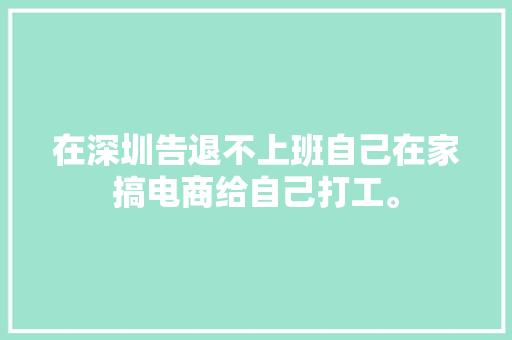 在深圳告退不上班自己在家搞电商给自己打工。