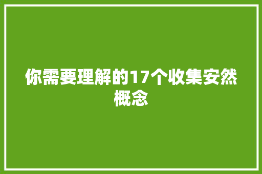 你需要理解的17个收集安然概念