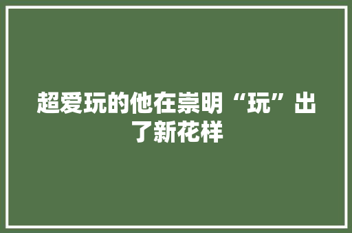 超爱玩的他在崇明“玩”出了新花样