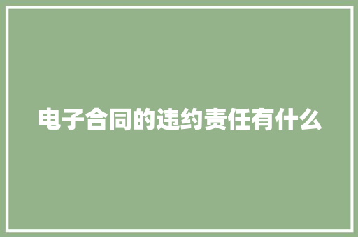 电子合同的违约责任有什么