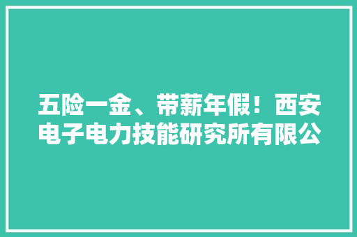 五险一金、带薪年假！西安电子电力技能研究所有限公司招人！