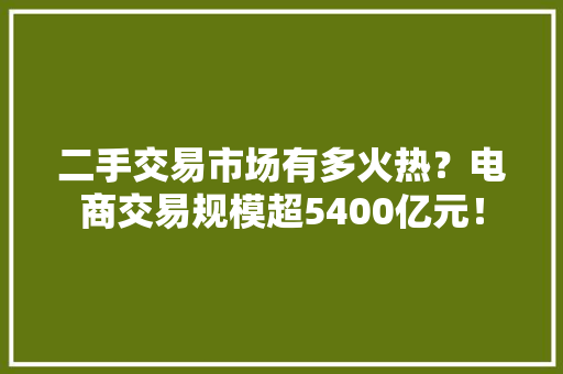 二手交易市场有多火热？电商交易规模超5400亿元！ 二手交易市场有多火热？电商交易规模超5400亿元！ 智能家居