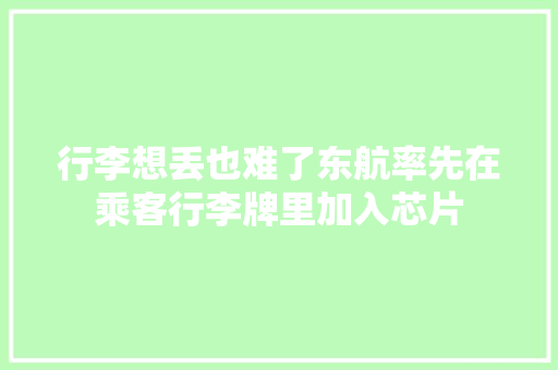 行李想丢也难了东航率先在乘客行李牌里加入芯片