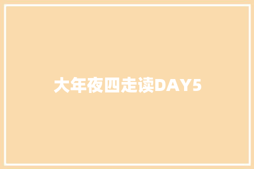 大年夜四走读DAY5