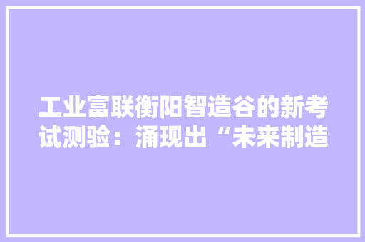 工业富联衡阳智造谷的新考试测验：涌现出“未来制造”的样子