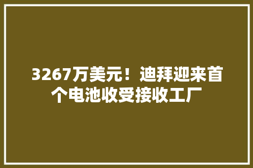 3267万美元！迪拜迎来首个电池收受接收工厂