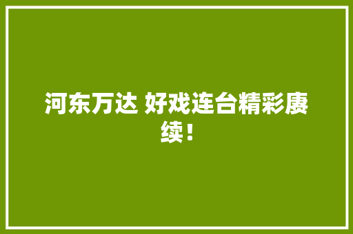 河东万达 好戏连台精彩赓续！