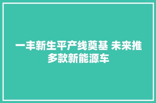 一丰新生平产线奠基 未来推多款新能源车