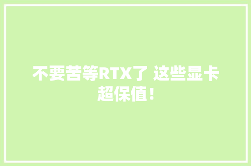 不要苦等RTX了 这些显卡超保值！